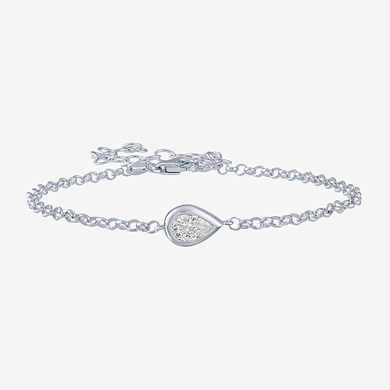 Diamond Addiction (G-H / Si2-I1) Womens 10K Gold 8 Inch Cable Pear Chain Bracelet