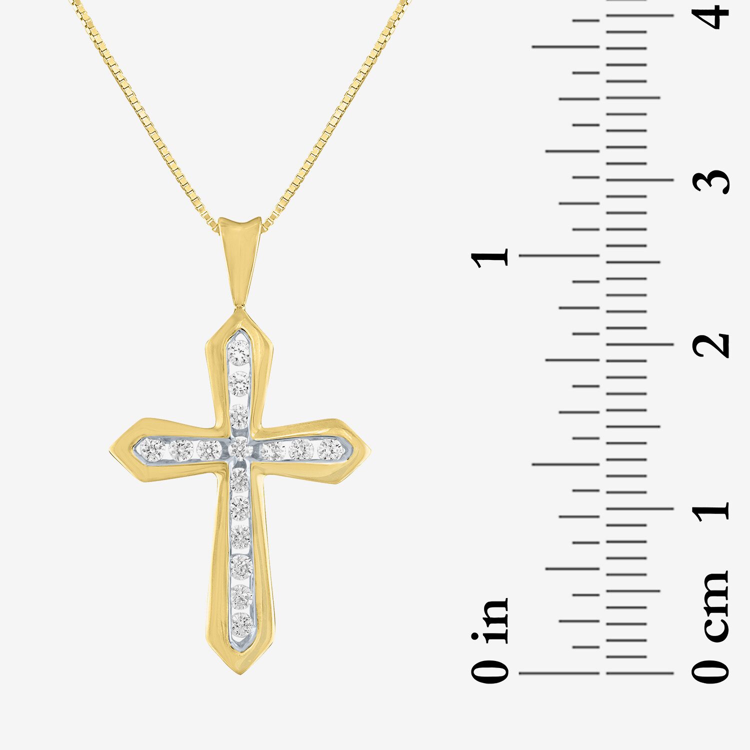 G-H / Si2-I1) Womens 1/ CT. T.W. Lab Grown White Diamond 10K Gold Cross 18 Inch Pendant Necklace