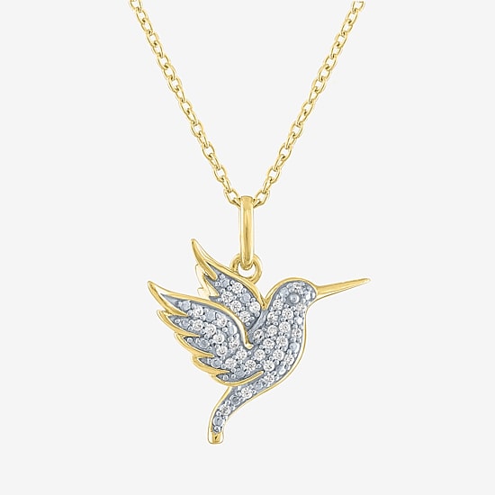 Hummingbird (G-H / Si2-I1) Womens 1/10 CT. T.W. Lab Grown White Diamond 14K Gold Over Silver Sterling Silver 18 Inch Pendant Necklace