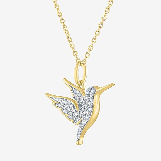 Hummingbird (G-H / Si2-I1) Womens 1/10 CT. T.W. Lab Grown White Diamond 14K Gold Over Silver Sterling Silver 18 Inch Pendant Necklace