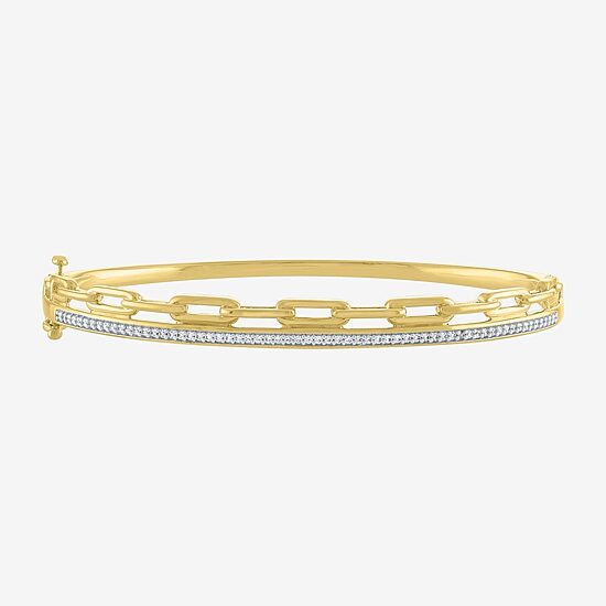 Diamond Addiction (G-H / Si2-I1) Womens 1/4 CT. T.W. Lab Grown White Diamond 14K Gold Over Silver Sterling Silver Bangle Bracelet