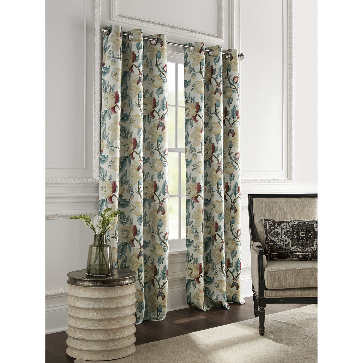 Broadhaven Geneva Print Grommet Top Blackout Single Curtain Panel