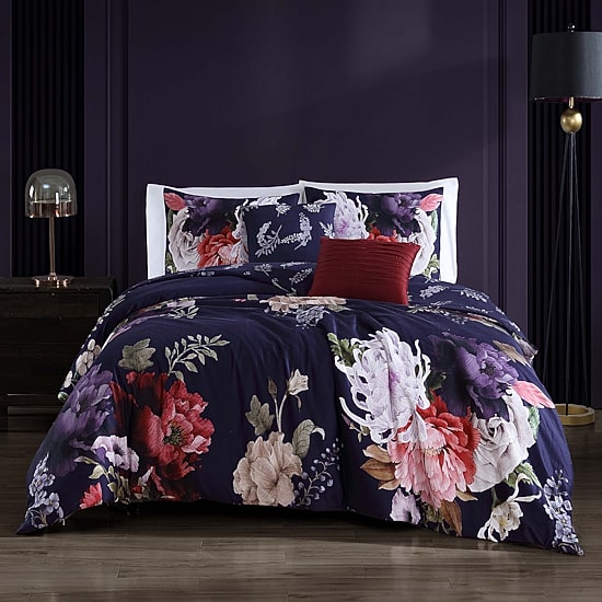 Bebejan Deep Purple Garden 5-pc. Midweight Reversible Comforter Set
