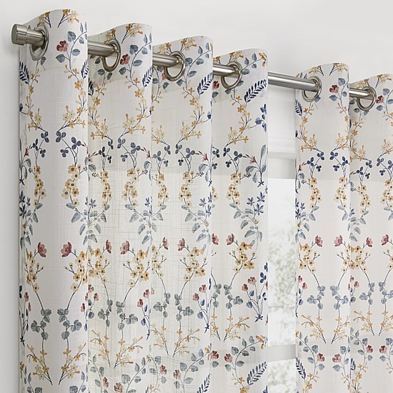 Fieldcrest Arden Vine Floral Print Grommet Top Sheer Single Curtain Panel