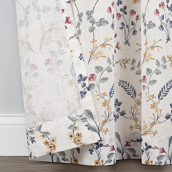 Fieldcrest Arden Vine Floral Print Grommet Top Sheer Single Curtain Panel
