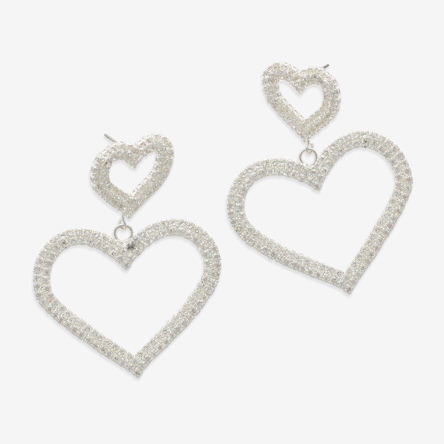 Bijoux Bar Silver Tone Womens Glass Heart Drop Earrings