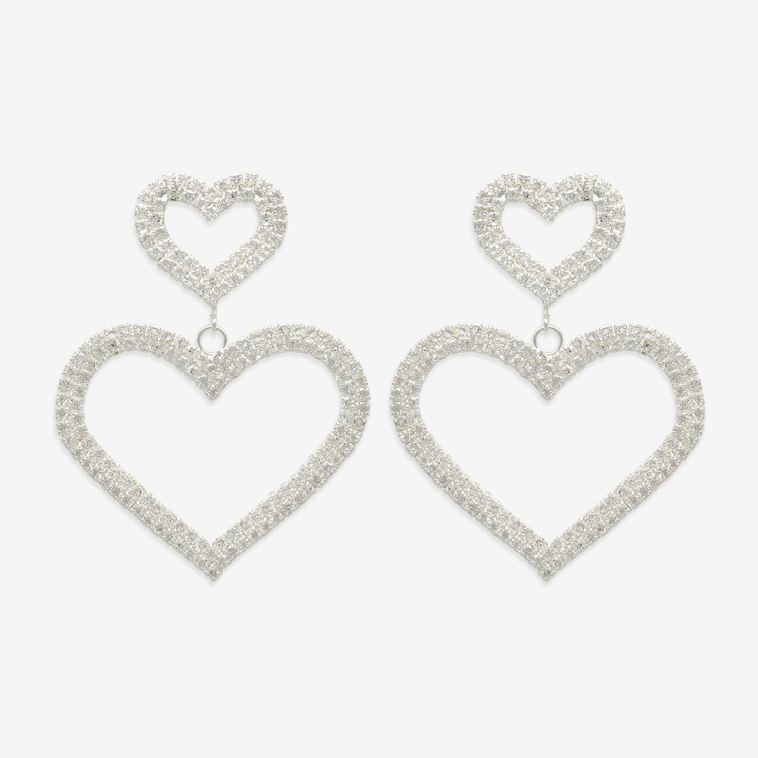 Bijoux Bar Silver Tone Womens Glass Heart Drop Earrings