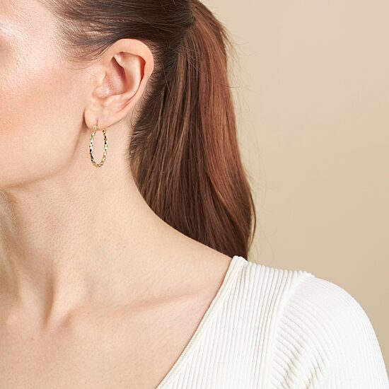 Silver Reflections Womens 24K Gold Over Brass 32mm Hoop Earrings