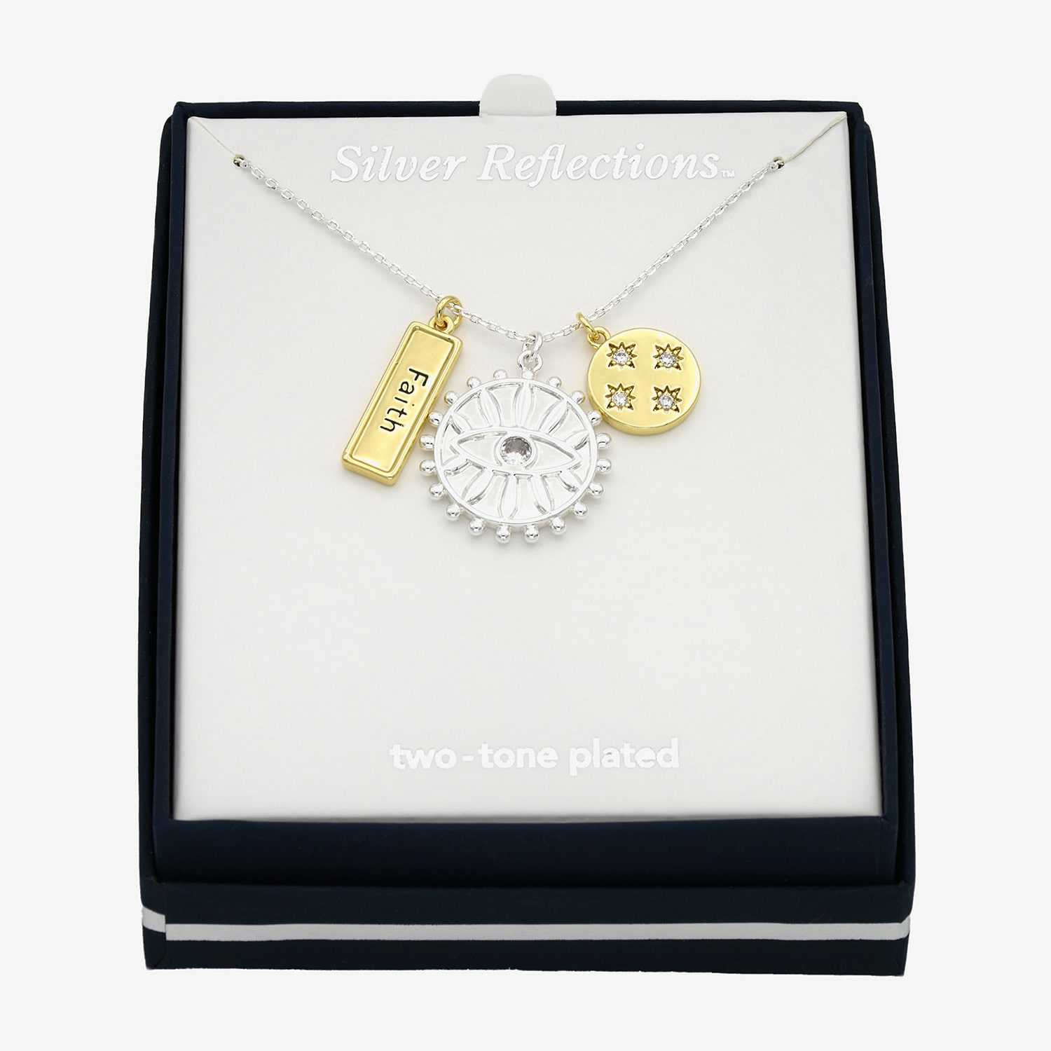 Faith Charm Womens Cubic Zirconia 14K Gold Over Brass Pure Silver Over Brass Round 16 Inch Pendant Necklace