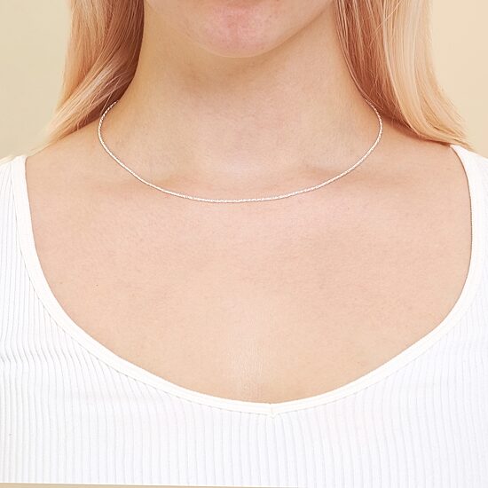 Silver Treasures Made In Italy Sterling Silver 16-24" Round Sparkle Chain Necklace