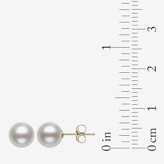 White Cultured Freshwater Pearl 10K Gold Stud Earrings