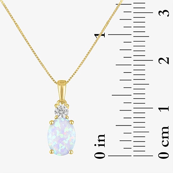 Gemstone 10K Gold Oval Pendant Necklace