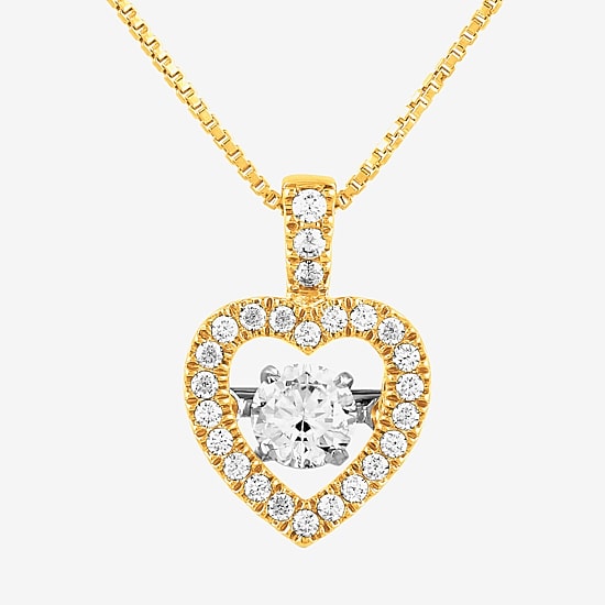 Womens 1/2 CT. T.W. Lab Grown White Diamond 10K Gold Heart 18 Inch Pendant Necklace