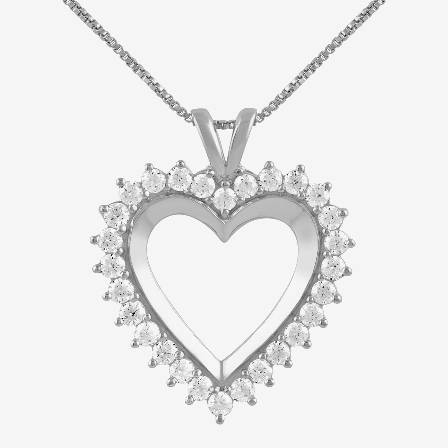 Womens 1 CT. T.W. Lab Grown White Diamond 10K Gold Heart 18 Inch Pendant Necklace