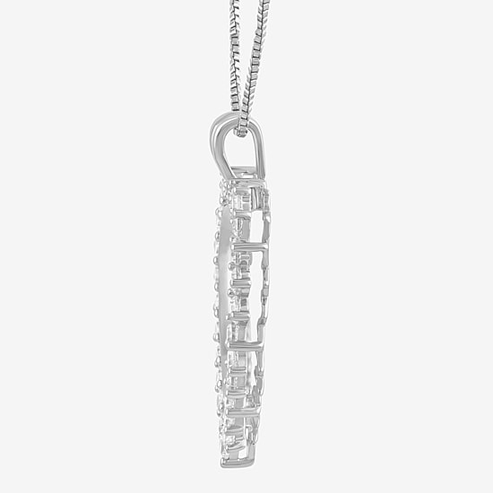 Womens 1 CT. T.W. Lab Grown White Diamond 10K Gold Heart 18 Inch Pendant Necklace