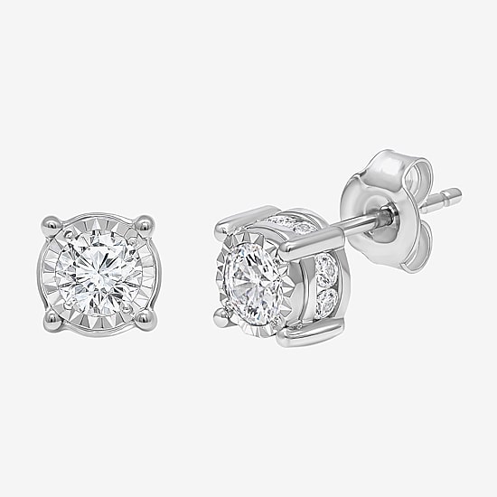 Tru Miracle 1 CT. T.W. Lab Grown White Diamond 10K Gold 6.8mm Round Stud Earrings