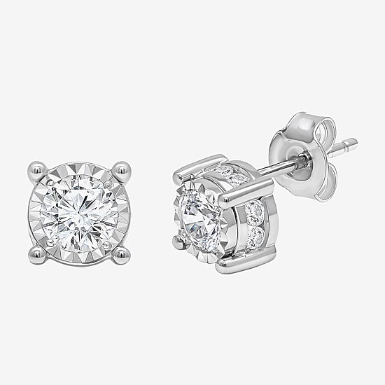 Tru Miracle 1 1/2 CT. T.W. Lab Grown White Diamond 10K Gold 6.7mm Round Stud Earrings
