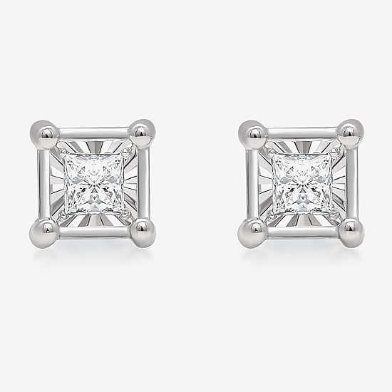 Tru Miracle 1/2 CT. T.W. Natural White Diamond 10K Gold 5mm Princess-cut Stud Earrings