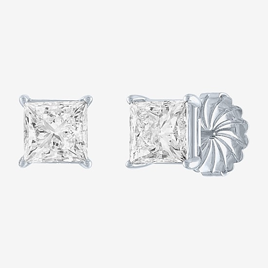  ( E-F/Si1-Si2 ) 4 CT. T.W. Lab-Grown Diamond 14K Gold 7mm Princess Stud Earrings