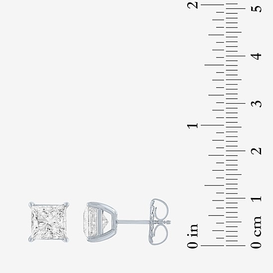  ( E-F/Si1-Si2 ) 4 CT. T.W. Lab-Grown Diamond 14K Gold 7mm Princess Stud Earrings