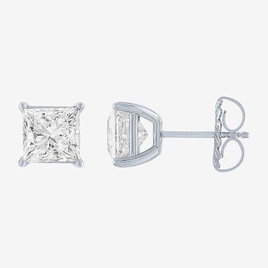  ( E-F/Si1-Si2 ) 4 CT. T.W. Lab-Grown Diamond 14K Gold 7mm Princess Stud Earrings