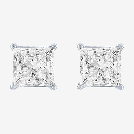  ( E-F/Si1-Si2 ) 4 CT. T.W. Lab-Grown Diamond 14K Gold 7mm Princess Stud Earrings