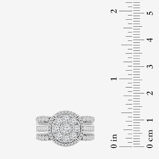 Round 2 CT.T.W. Natural Diamond Side Stone Halo Engagement Ring in White or Yellow 10K or 14K Gold