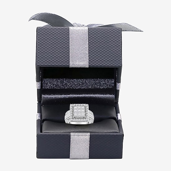 (I / I1) Womens 2 CT. T.W. Lab Grown White Diamond 10K Gold Side Stone Halo Engagement Ring
