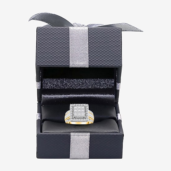 (I / I1) Womens 2 CT. T.W. Lab Grown White Diamond 10K Gold Side Stone Halo Engagement Ring