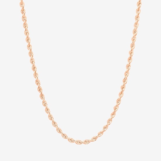 14K Rose Gold 20 - 30 Inch Hollow Rope Chain Necklace