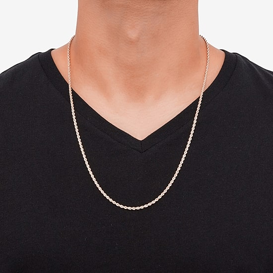 14K Rose Gold 20 - 30 Inch Hollow Rope Chain Necklace