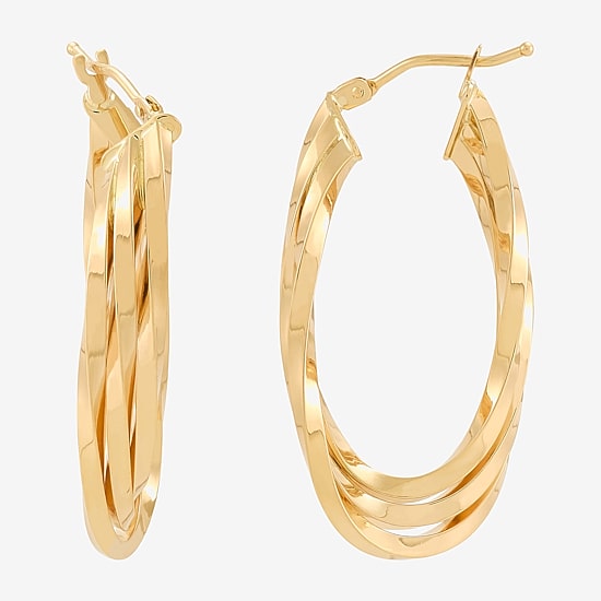 Made in Italy Womens 14K Gold 33.5mm Curved Hoop Earrings