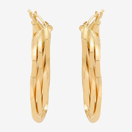 Made in Italy Womens 14K Gold 33.5mm Curved Hoop Earrings