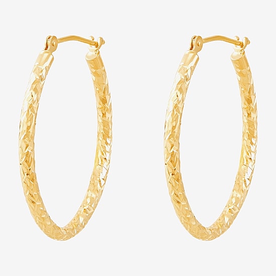 14K Gold 25mm Oval Hoop Earrings