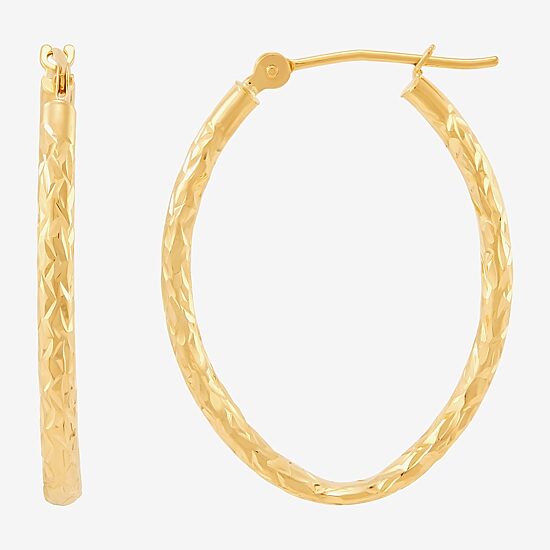 14K Gold 25mm Oval Hoop Earrings
