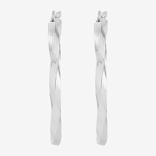 Womens 14K Gold 30mm Round Hoop Earrings