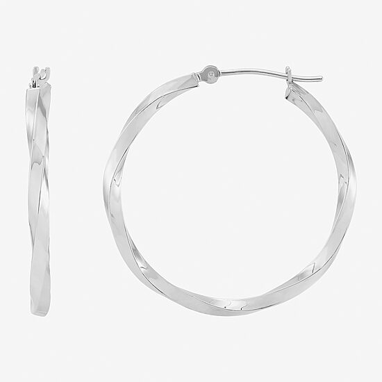 Womens 14K Gold 30mm Round Hoop Earrings