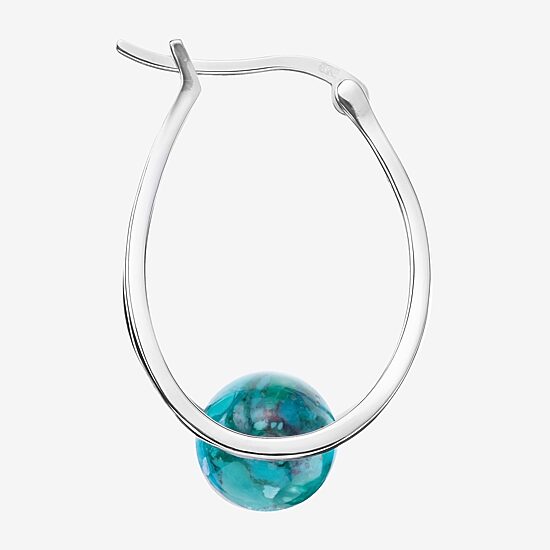 Womens Enhanced Blue Turquoise Sterling Silver 26.4mm Ball Round Hoop Earrings