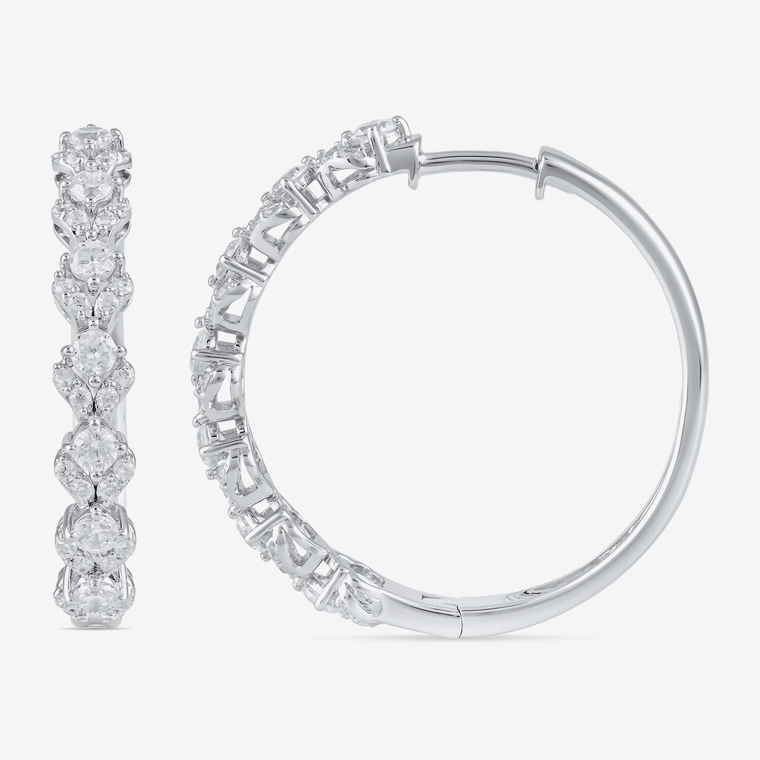 Womens 1 CT. T.W. Lab Grown White Diamond Sterling Silver 24.9mm Hoop Earrings