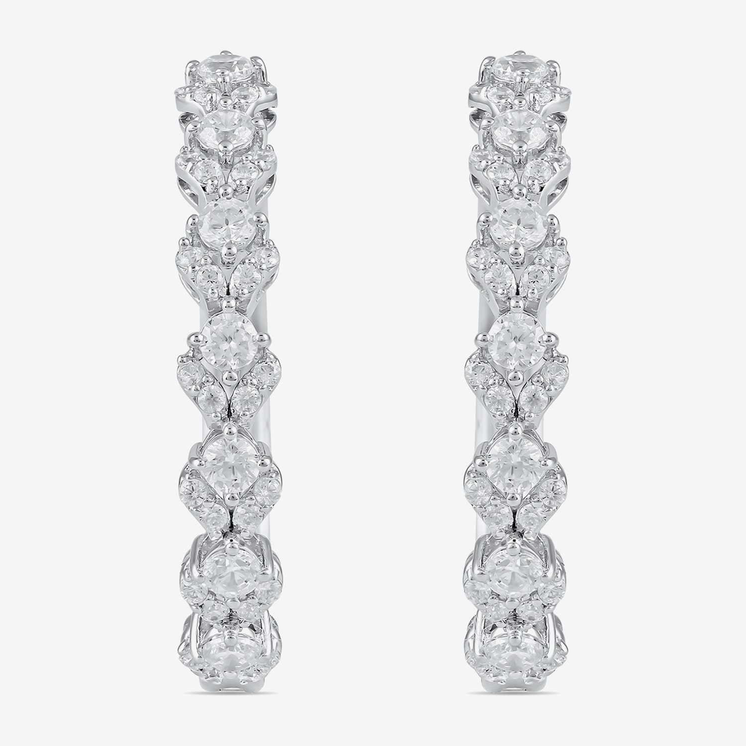 Womens 1 CT. T.W. Lab Grown White Diamond Sterling Silver 24.9mm Hoop Earrings