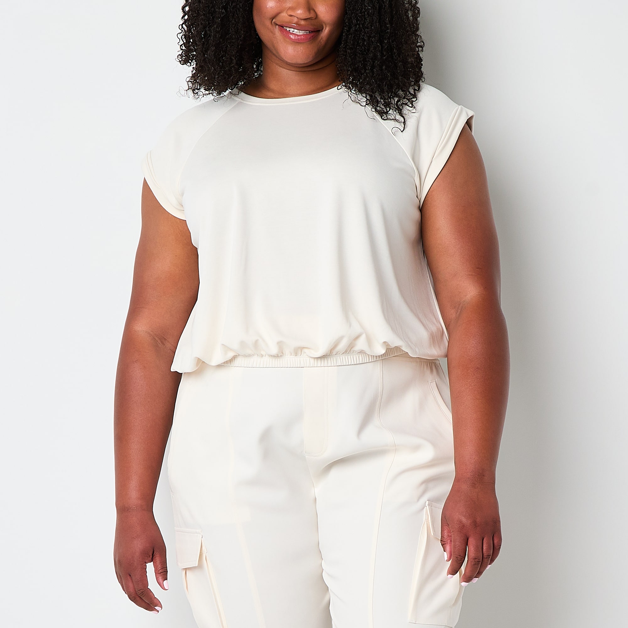 Stylus Womens Plus Crew Neck Short Sleeve T-Shirt