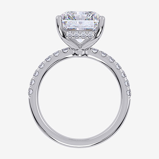 (F-G /Vs2-Si1) Womens 4 1/2 CT. T.W. Lab Grown White Diamond 14K Gold Rectangular Side Stone Engagement Ring