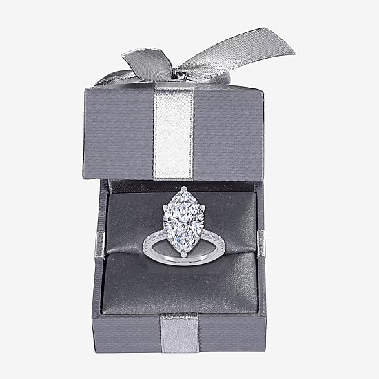 (F-G /Vs2-Si1) Womens 4 1/2 CT. T.W. Lab Grown White Diamond 14K Gold Marquise Side Stone Engagement Ring