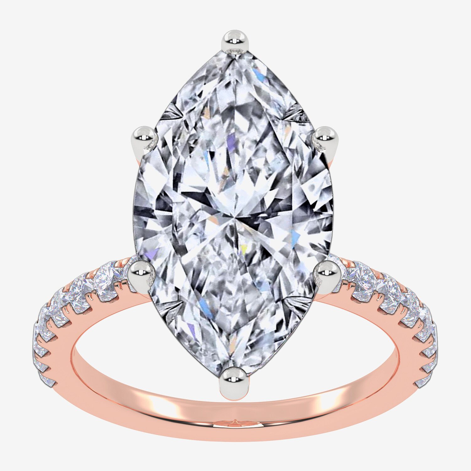 (F-G /Vs2-Si1) Womens 4 1/2 CT. T.W. Lab Grown White Diamond 14K Gold Marquise Side Stone Engagement Ring