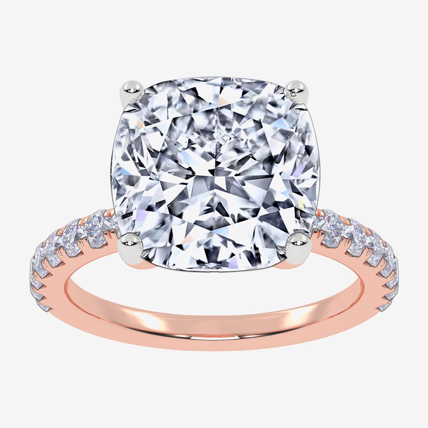 (F-G /Vs2-Si1) Womens 4 1/2 CT. T.W. Lab Grown White Diamond 14K Gold Cushion Side Stone Engagement Ring