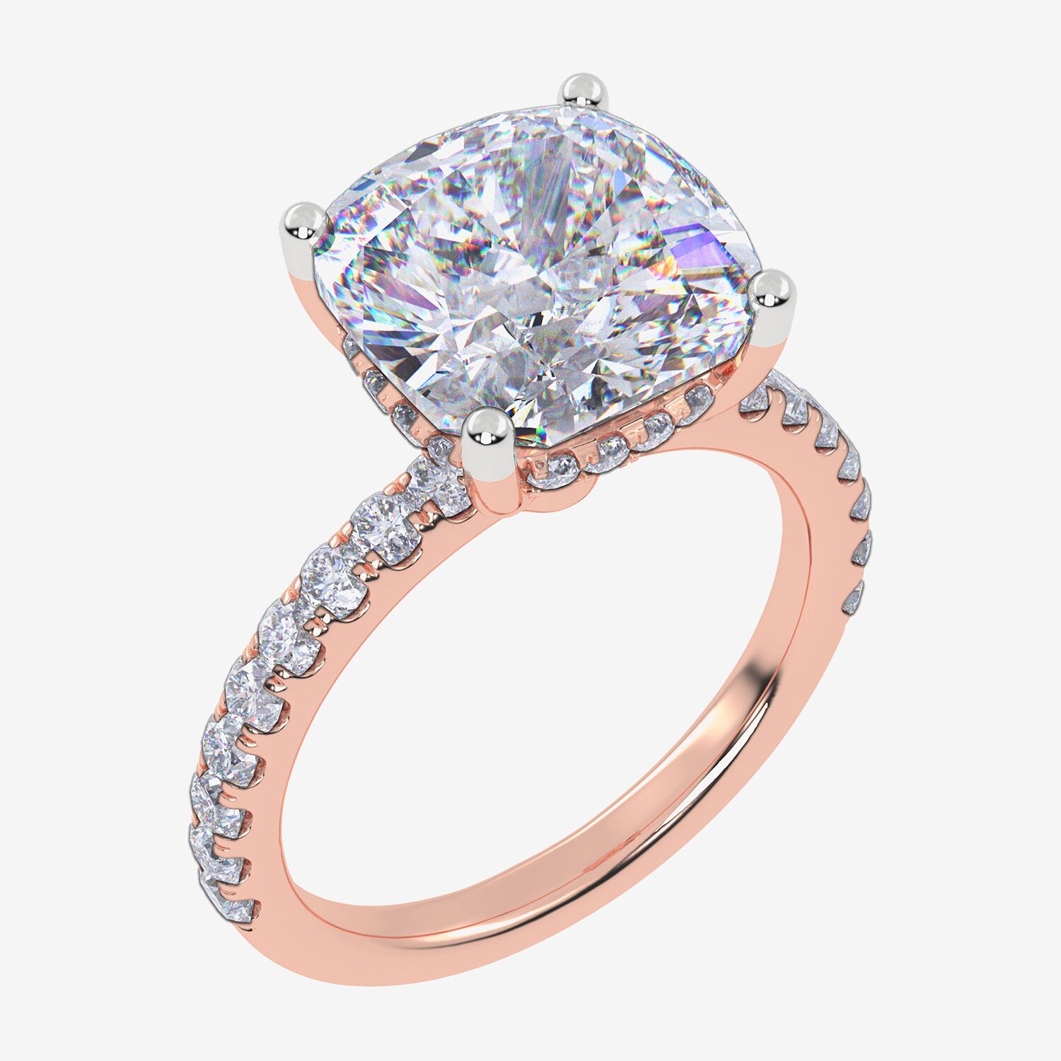 (F-G /Vs2-Si1) Womens 4 1/2 CT. T.W. Lab Grown White Diamond 14K Gold Cushion Side Stone Engagement Ring