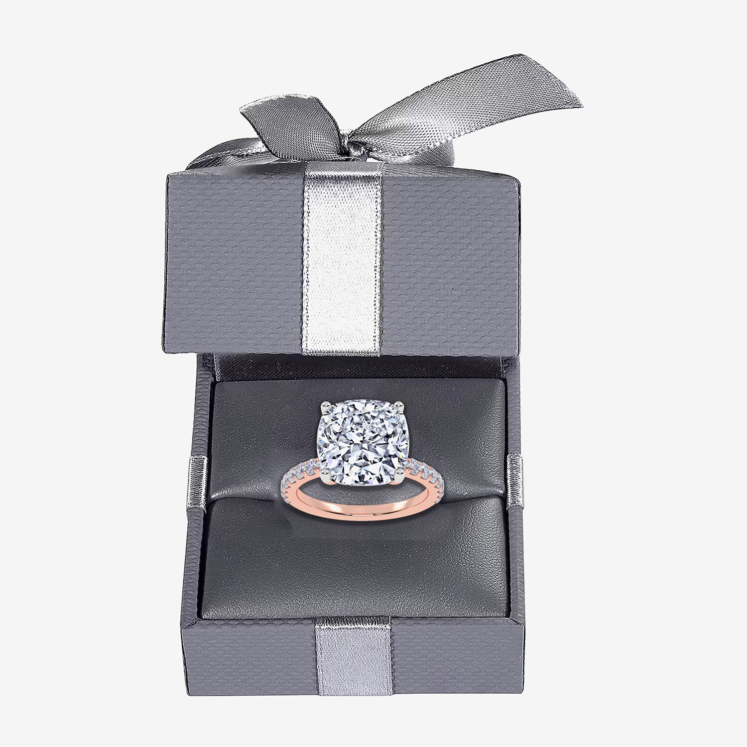 (F-G /Vs2-Si1) Womens 4 1/2 CT. T.W. Lab Grown White Diamond 14K Gold Cushion Side Stone Engagement Ring