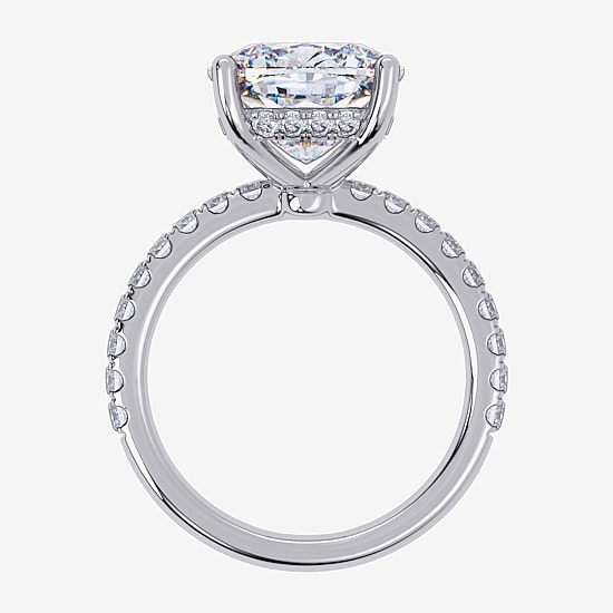 (F-G /Vs2-Si1) Womens 2 1/4 CT. T.W. Lab Grown White Diamond 14K Gold Cushion Side Stone Engagement Ring