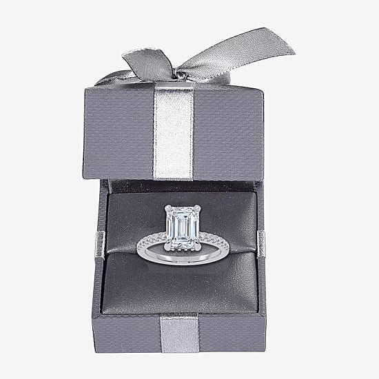 (F-G /Vs2-Si1) Womens 2 1/4 CT. T.W. Lab Grown White Diamond 14K Gold Side Stone Engagement Ring
