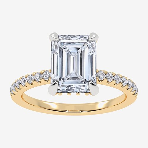 (F-G /Vs2-Si1) Womens 2 1/4 CT. T.W. Lab Grown White Diamond 14K Gold Side Stone Engagement Ring, 9, Yellow